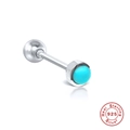 925 sterling silver helix piercing stud featuring a round turquoise gemstone and ball - Single Piece / White Gold