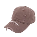 Casquette vintage en coton marron foncé avec broderie et détails délavés - Réglable / café