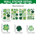Set of 58 St. Patrick's Day window stickers including shamrocks and gold coins, 4 sheets - 20*30cm / 4 Sheets 58 Pcs (UV26Y80048T_T)