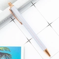 White textured ballpoint pen with rose gold metal accents and push mechanism - Dazzling Silver (Rose Gold Parts)