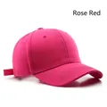 Classic rose red cotton baseball cap featuring a six-panel design and adjustable strap - Adjustable / Rose Red