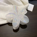 Iridescent plumeria hair claw clip with pearl luster finish for elegant styling - Matte White Electroplated [8cm Large]