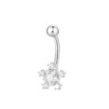 Silver belly button ring with star-shaped pendant set with sparkling cubic zirconia - Star Style K-960