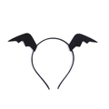 Detail of a black Halloween headband featuring felt bat wings on a plain white background - Bat Style 1