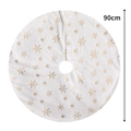 90cm white plush Christmas tree skirt with elegant golden embroidered snowflake patterns - 90CM Diameter/Gold Snowflake