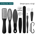10-in-1 black professional foot care set with stainless steel files and callus removers - 10-Piece Set / Black