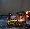 Caja de música tren de Navidad con Papá Noel y efecto bola de nieve en rojo y verde - Tren de una sección