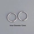 Minimalist S925 sterling silver hoop earrings with 12mm inner diameter and hinge closure - 12mm / White Gold