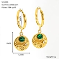 Dettaglio degli orecchini evil eye placcati oro 18k con dimensioni e peso specificati - Stile Sole Luna Stella Malachite (SE630G)