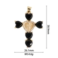 Vue détaillée du pendentif croix en cuivre avec image de Marie, 38,9mm sur 26,1mm - Croix Vierge Marie Pierre Cœur Noire