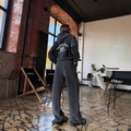 Set sportivo grigio scuro con felpa con cappuccio e ricamo Bonnerie Club e joggers - S / grigio scuro