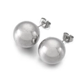 Sleek silver stainless steel ball stud earrings with butterfly backs for women - Steel Color Round Ball Stud Earrings 14mm(KLJ581-Z)