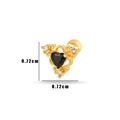Golden heart stud earring with black zircon stone and floral vintage engravings - Black Zircon Heart (8#) / Gold Yellow