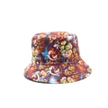 Vibrant reversible sun bucket hat with multi-color abstract pattern for outdoor style - One Size / Orange & Purple Abstract Floral Print (01)