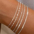 5-piece silver bohemian chain bracelet set including figaro and paperclip styles - Style 6 Silver