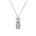 Collier à pendentif ours argenté tendance avec cristaux brillants sur fond blanc - Argent Lisse (Chaîne O)