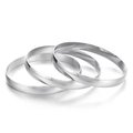 Three-piece set of 8mm wide polished silver stainless steel bangles for a minimalist look - Width 8mm Inner Diameter 60mm / [3 Rings] Steel