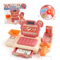 Pink and cream kids cash register toy set with scanner and play money for role-play - Brown and Almond Cash Register Bagged (1K-Y)