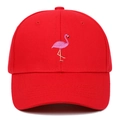 Casquette de baseball en coton rouge classique avec broderie flamant rose sur le devant - Rouge