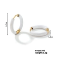 White enamel and gold hoop earrings showing 1.7cm diameter and 0.3cm width measurements - White