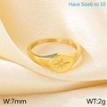 Anello chevalier in acciaio dorato con stella incisa e fascia larga 7 mm per donna - US 6 / Oro
