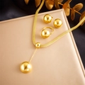Minimalist 18K gold plated stainless steel jewelry set with ball pendant necklace and rings - Gold Spherical Necklace Earrings Ring Set (N2684 E5850 R456)