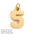 14K gold plated stainless steel number 5 pendant charm for DIY jewelry making - Number 5