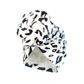 Faux suede turban with black and white leopard print and knot detail for women - 10371/White Leopard