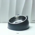 Black elevated pet bowl with stainless steel insert and 15-degree tilted design for cats - Extra Small【Black】