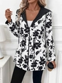 Veste à capuche pour femme avec imprimé floral, cordon de serrage et zip mode - S / Motif floral