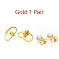 Pair of S925 sterling silver anti-droop earring backs in golden finish for support - Gold Pea Earring Backs