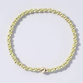 Elastic beaded bracelet with gold and lime green beads in a minimalist woven design - Lime Green and Gold