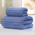 Blue coral fleece towel set with thick texture and luxury ribbed design for spa use - Towel (35*75cm) / Candy Velvet Series (Blue)