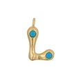 18K gold plated letter L pendant with turquoise blue cubic zirconia stones for DIY jewelry - Letter L