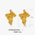 Minimalist geometric gold earrings in stainless steel with textured oval design - Irregular Textured Studs