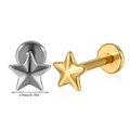 Stervormige roestvrijstalen labret-piercings in goud- en zilverkleur met platte rug - Ster-NO 2 / Staalkleur