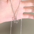 Irregular liquid lava style silver necklace with hollow star pendant for women - Silver Hollow Star Style (3737)