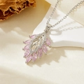 Silver Pink Marquise Zirconia Leaf Style (T010)