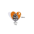 Detail of heart enamel brooch showing dimensions 30mm x 29mm and 7.2g weight - Heart Castle Silhouette