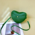 Green heart-shaped crossbody bag with chevron stitching and gold-tone hardware - Green