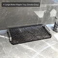 Smoky gray acrylic rectangle tray with water ripple texture and metal handles - Smoky Gray - Large - Silver Handle