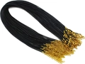Bulk black wax cord necklace chains with gold lobster clasp and extension chain on white - 1.5mm Thickness / Gold Metal Ends / Black