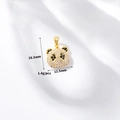 Détails du pendentif ours en or 14 carats avec dimensions 18,3 mm sur 12,5 mm - Tête de Panda Dorée (14K Or H-11986)