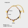 Dettaglio del bracciale con perline in pietra naturale e chiusura in acciaio inox - Stile Bracciale a Disco in Pietra Rosa e Marrone (YYB023070)