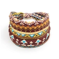 Elastic wide headband with brown ethnic African geometric patterns for yoga and sports - Style 13