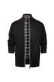Men's slim fit black knit cardigan with stand collar and checkered lining detail - M / Black