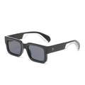 Klassieke zwarte vierkante zonnebril met zilveren klinknagels en transparante pootjes - Zwart Frame Grijze Lens C1