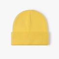 Minimalist bright yellow ribbed knit beanie with fold-over cuff for men and women - One Size / Lemon Yellow (23B090)