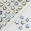 Detail of 8mm star glass beads with iridescent AB coating for DIY jewelry making - Semi-transparent Green