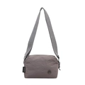 Waterproof dark grey nylon crossbody bag with casual embroidery and a wide woven strap - Gray